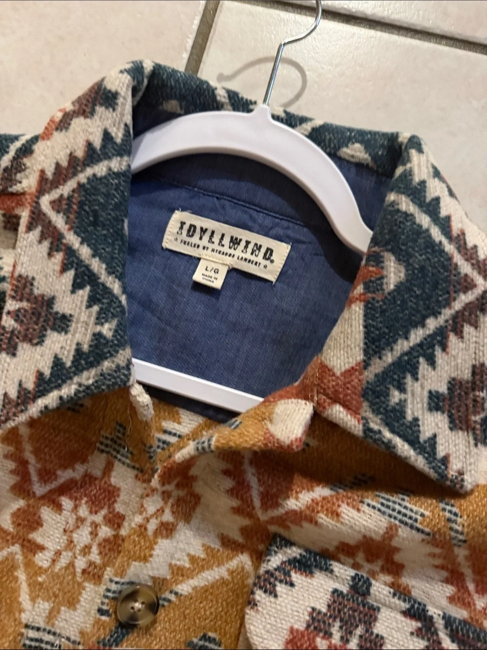 Idyllwind Kids' Aztec Jean Jacket - Mustard, Navy & Rust
